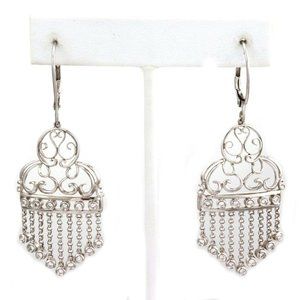 Estate Diamond 14k White Gold Chandelier Earrings